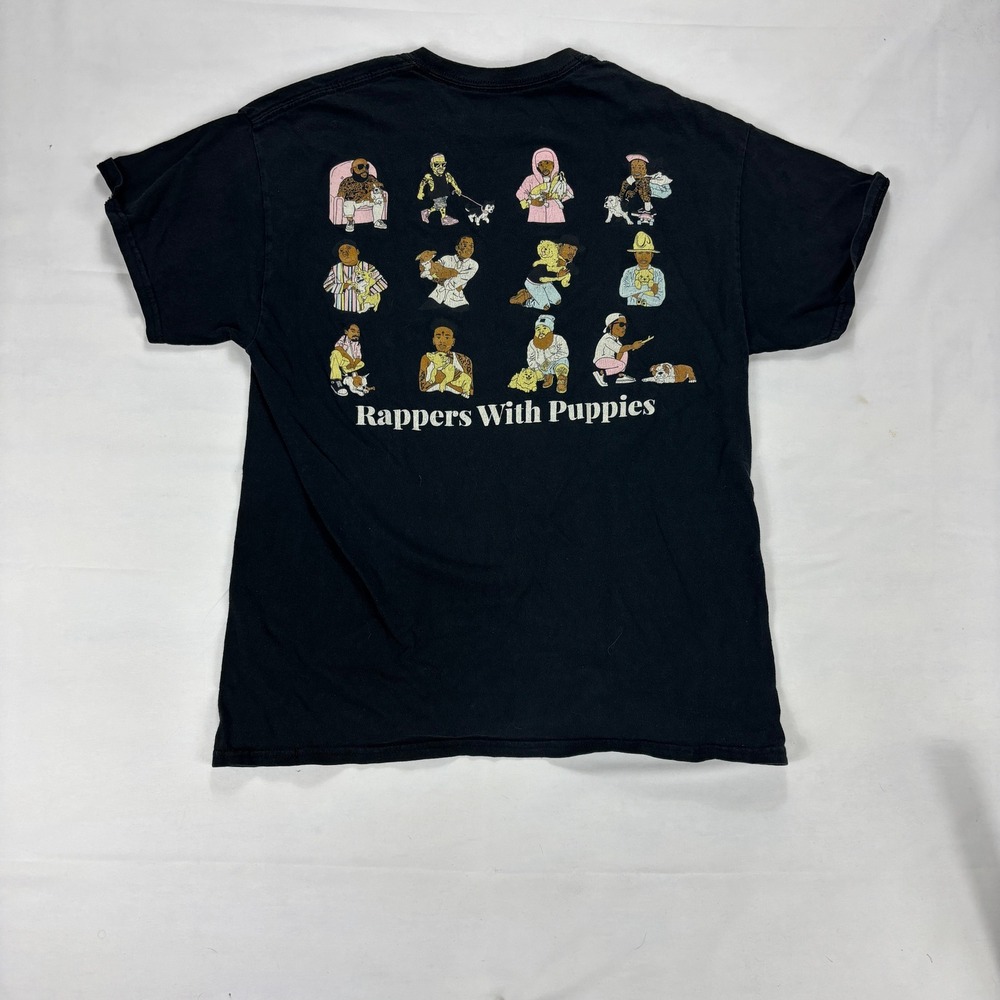 Dog Limited Rapper Puppies Graphic T Shirt Black Cotton Mens Medium Streetwear‎
